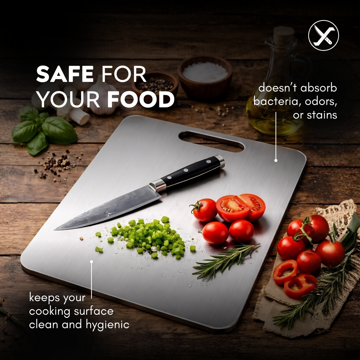 Stainless Steel Cutting Board Set for Everyday Kitchen SharpenX