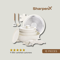 10-Piece Ceramic Non-Stick Cookware Set – Detachable Handle, Stackable, Induction & Oven Safe