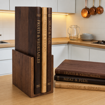 3-Piece Wooden Book-Style Cutting Board Set SharpenX