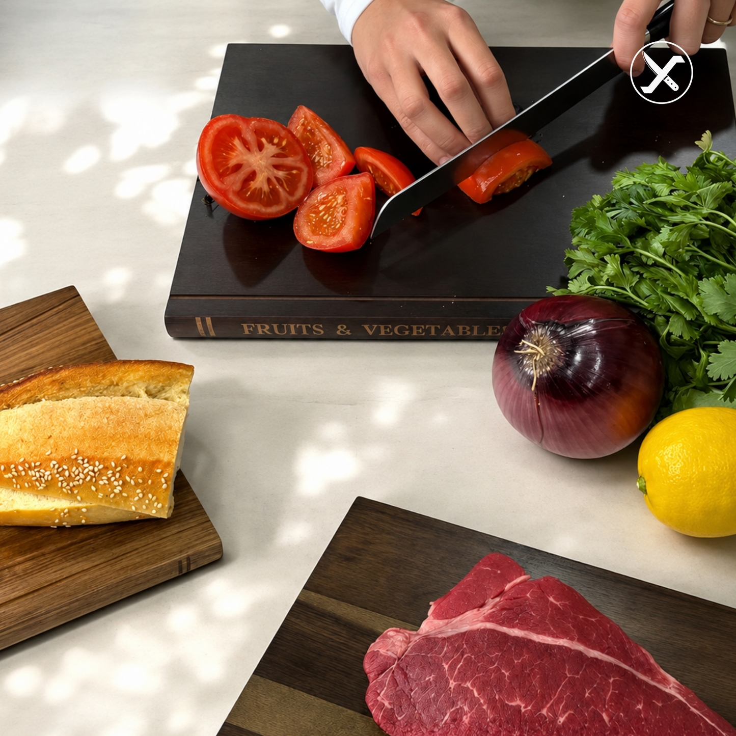 3-Piece Wooden Book-Style Cutting Board Set SharpenX