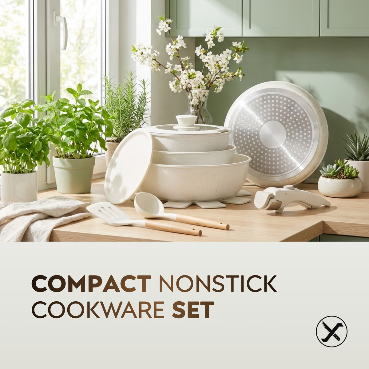 17-Piece Ceramic Non-Stick Cookware Set – Pots and Pans for Family Cooking, Induction Ready