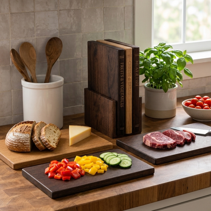 3-Piece Wooden Book-Style Cutting Board Set SharpenX