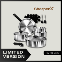 15-Piece Stainless Steel Cookware Set – Pots and Pans with Detachable Handle, Induction Ready