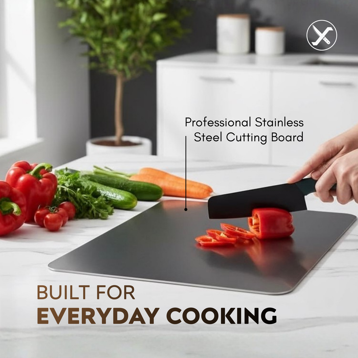 Stainless Steel Cutting Board Set for Everyday Kitchen SharpenX
