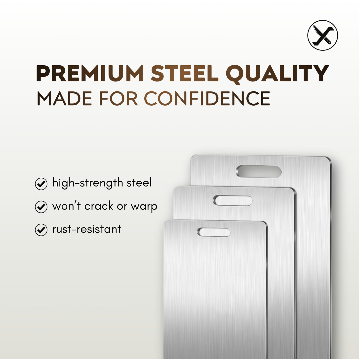 Stainless Steel Cutting Board Set for Everyday Kitchen SharpenX