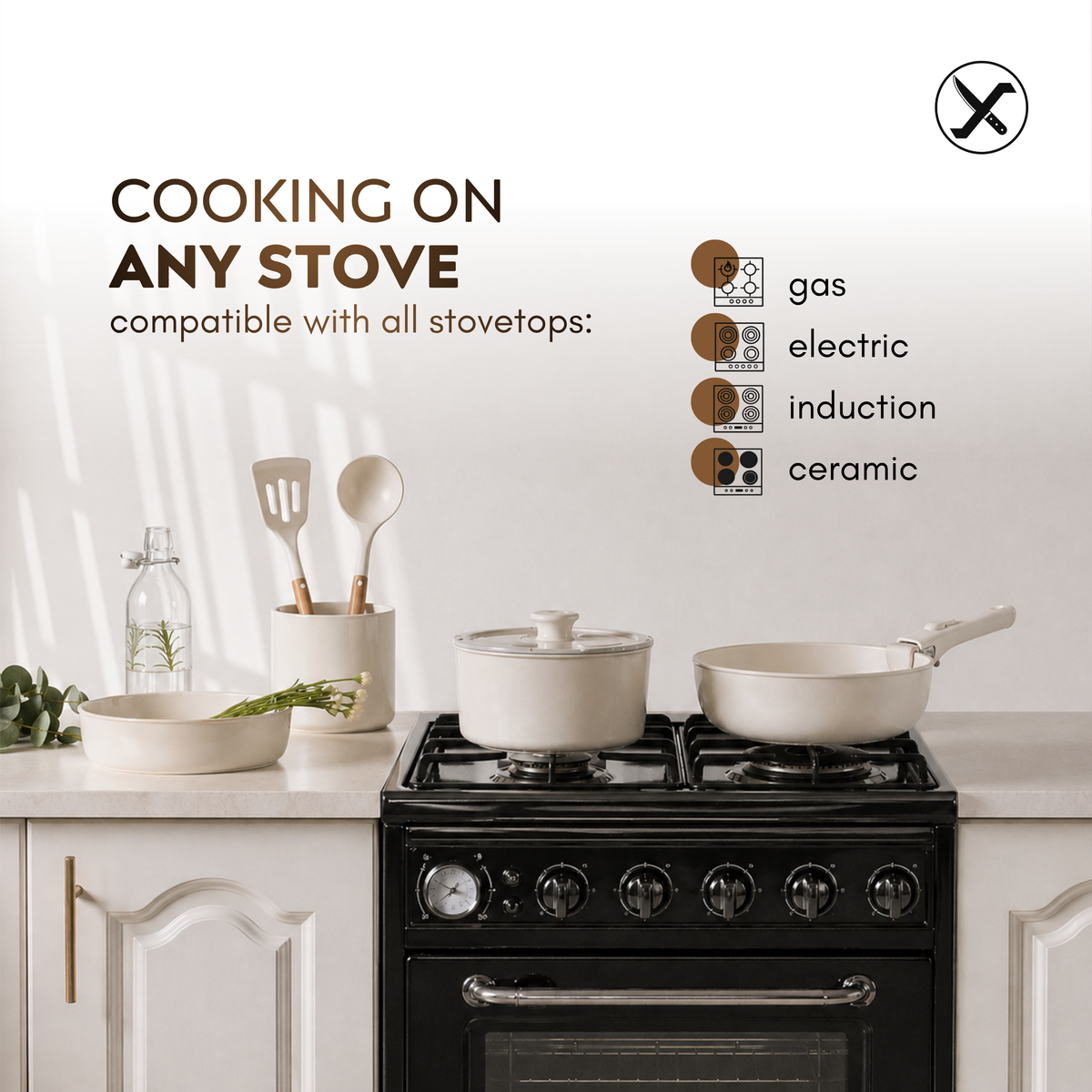 17-Piece Ceramic Non-Stick Cookware Set – Pots and Pans for Family Cooking, Induction Ready
