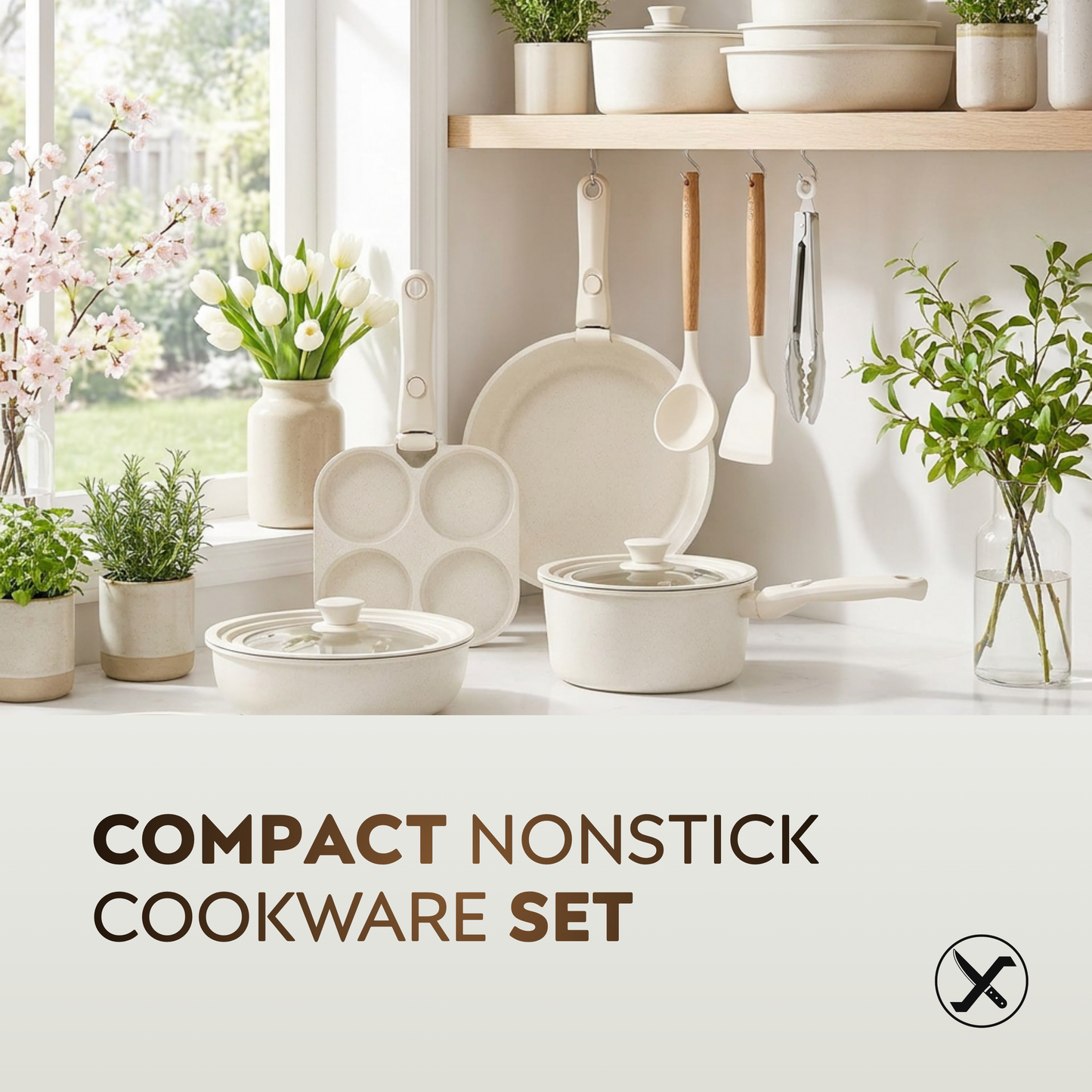 21-Piece Ceramic Non-Stick Cookware Set – Complete Pots and Pans Set, Induction Ready, Stackable