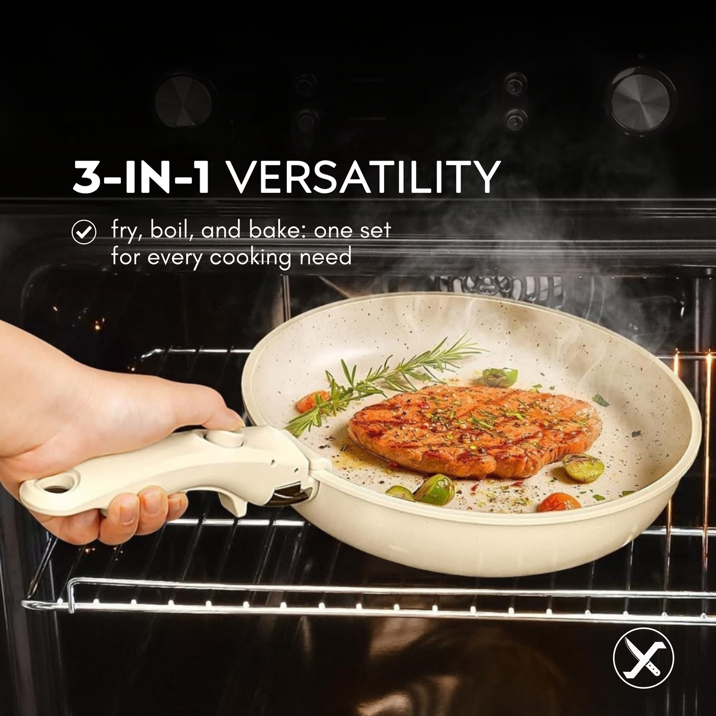 21-Piece Ceramic Non-Stick Cookware Set – Complete Pots and Pans Set, Induction Ready, Stackable