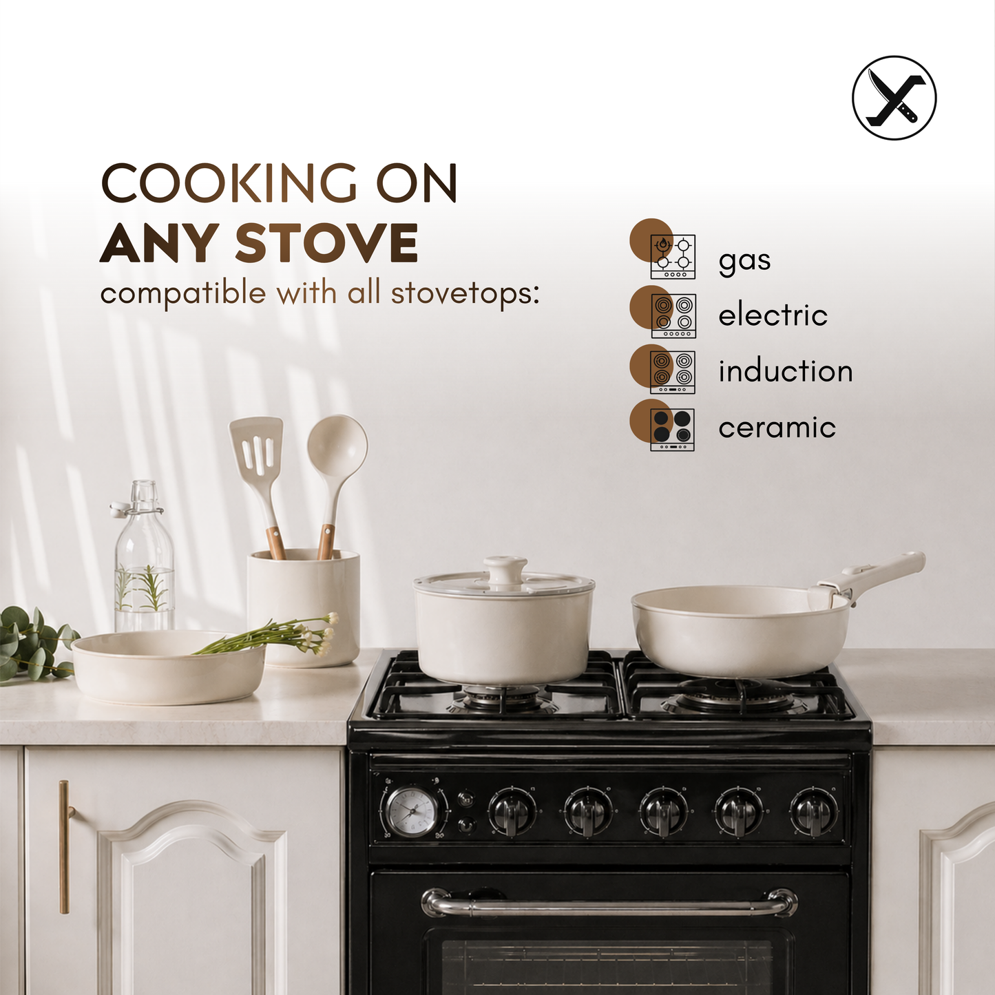 21-Piece Ceramic Non-Stick Cookware Set – Complete Pots and Pans Set, Induction Ready, Stackable