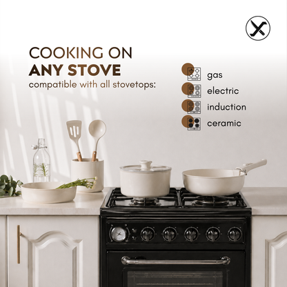 21-Piece Ceramic Non-Stick Cookware Set – Complete Pots and Pans Set, Induction Ready, Stackable