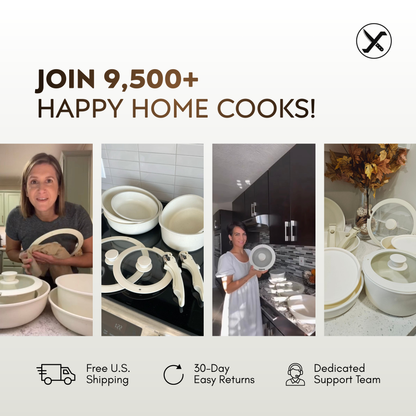 21-Piece Ceramic Non-Stick Cookware Set – Complete Pots and Pans Set, Induction Ready, Stackable