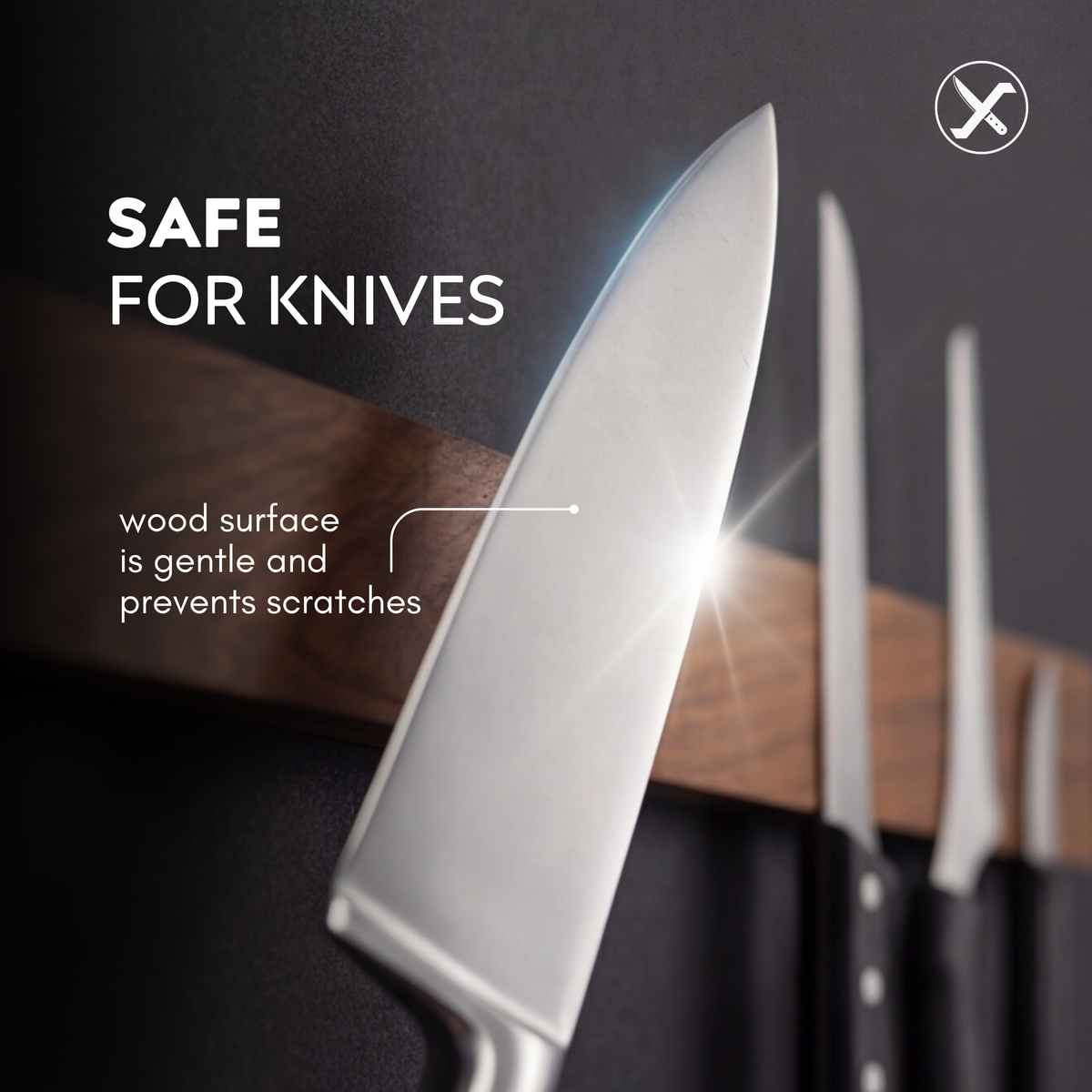 Wood Magnetic Knife Holder for Modern Kitchen SharpenX