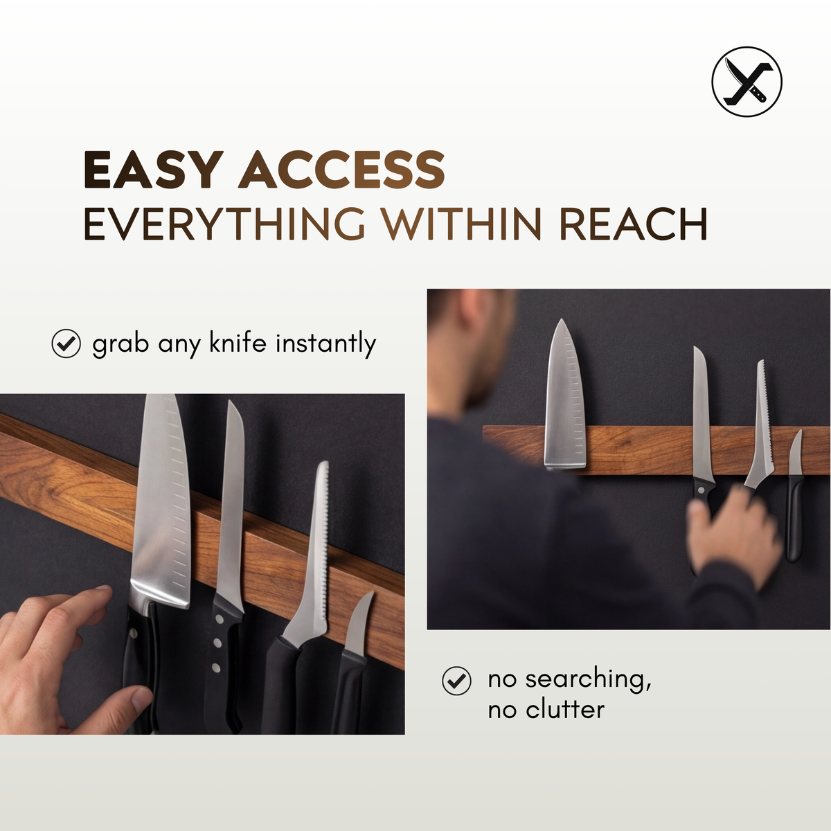 Wood Magnetic Knife Holder for Modern Kitchen SharpenX