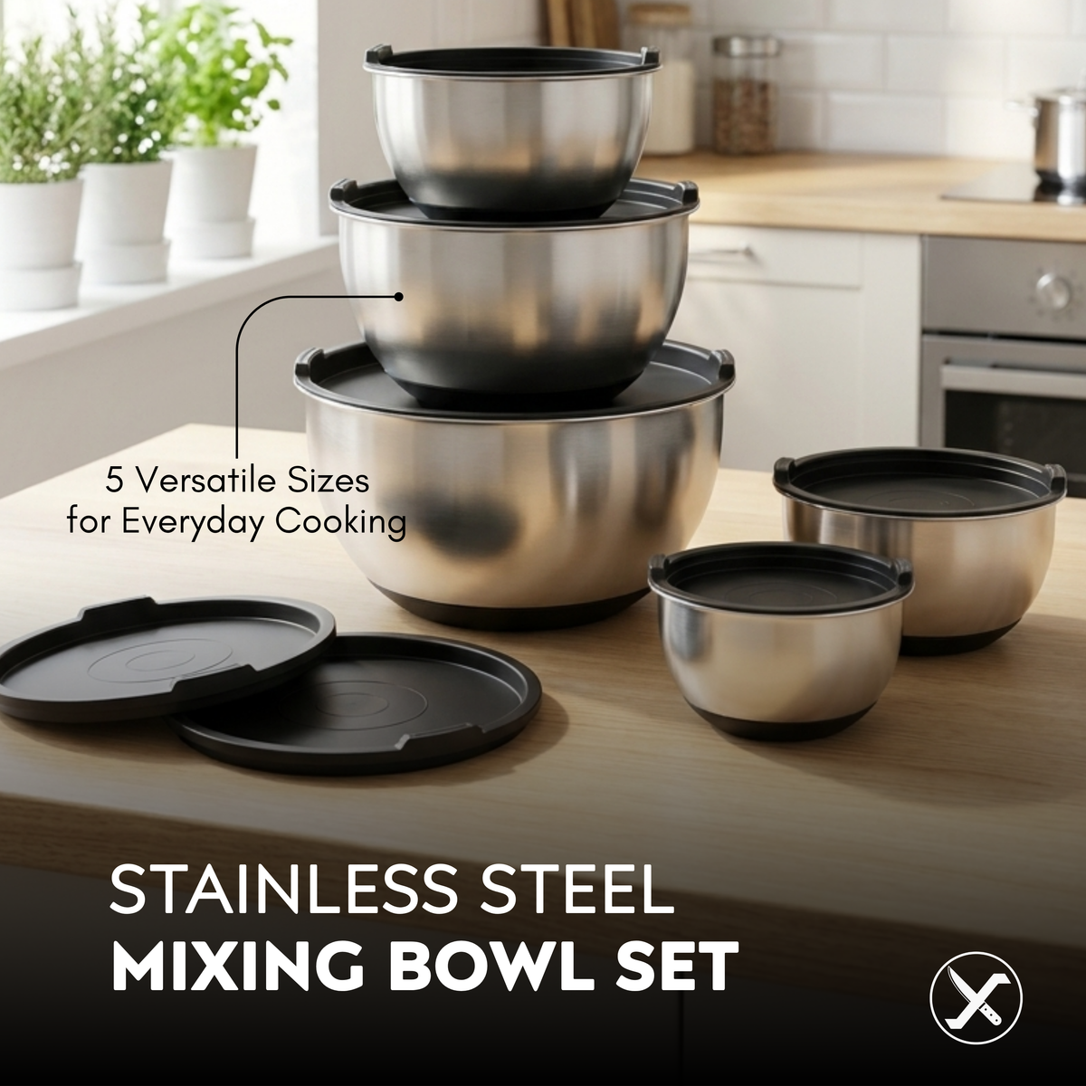 5-Piece Stainless Steel Mixing Bowls Set SharpenX