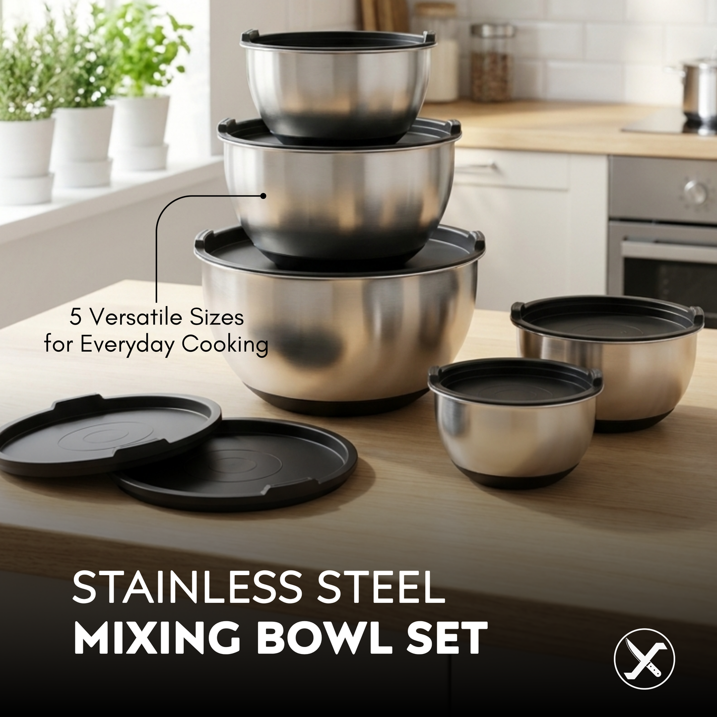 5-Piece Stainless Steel Mixing Bowls Set SharpenX