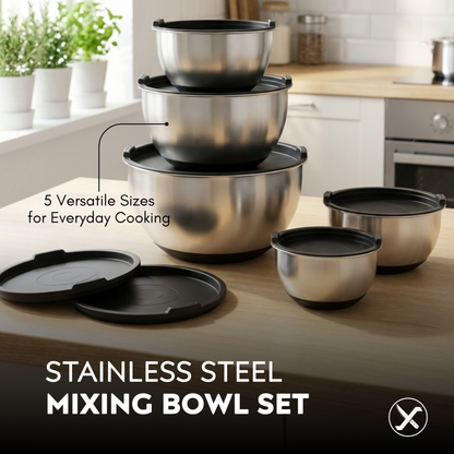 5-Piece Stainless Steel Mixing Bowls Set SharpenX
