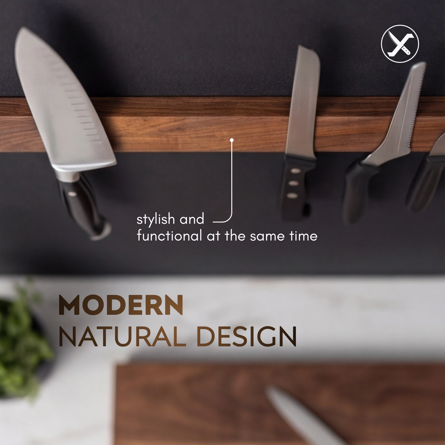 Wood Magnetic Knife Holder for Modern Kitchen SharpenX