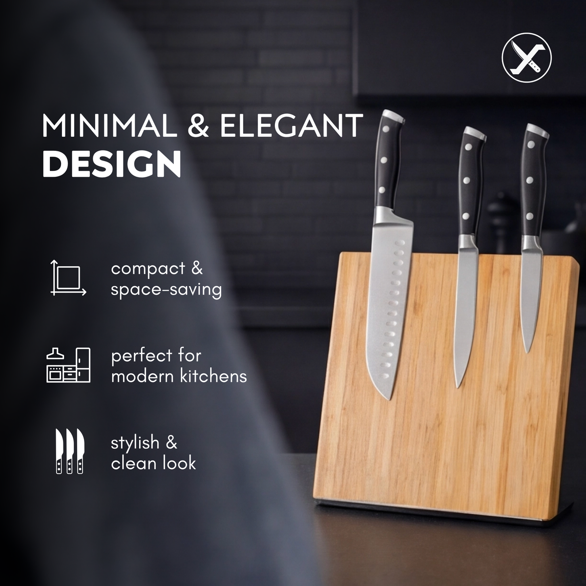Eco Magnetic Knife Organizer for Kitchen Storage SharpenX