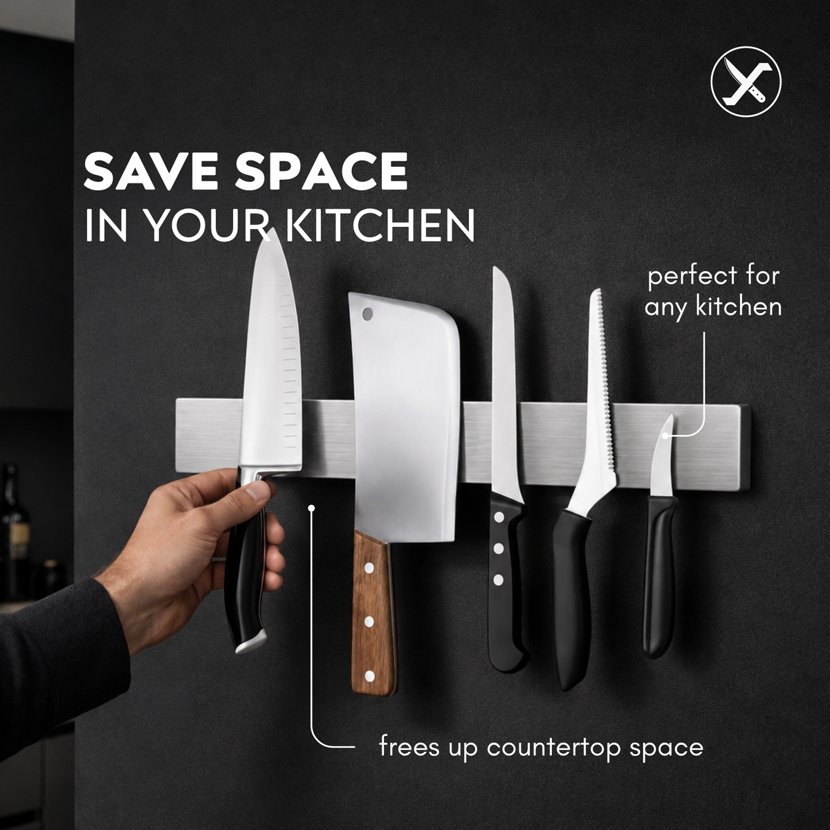 Stainless Steel Wall Mount Strip Magnetic Knife Holder SharpenX