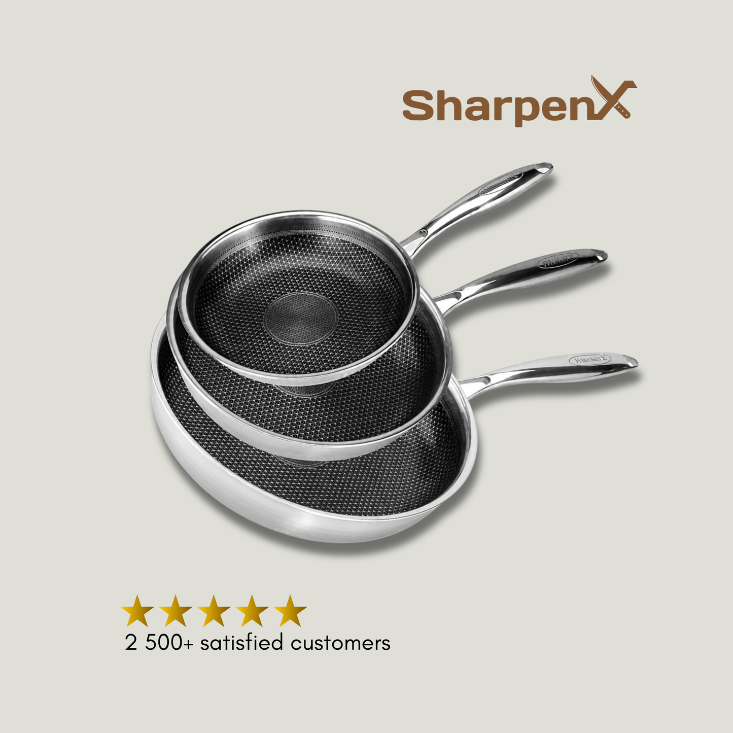3-Piece Stainless Steel Nonstick Pans Set SharpenX