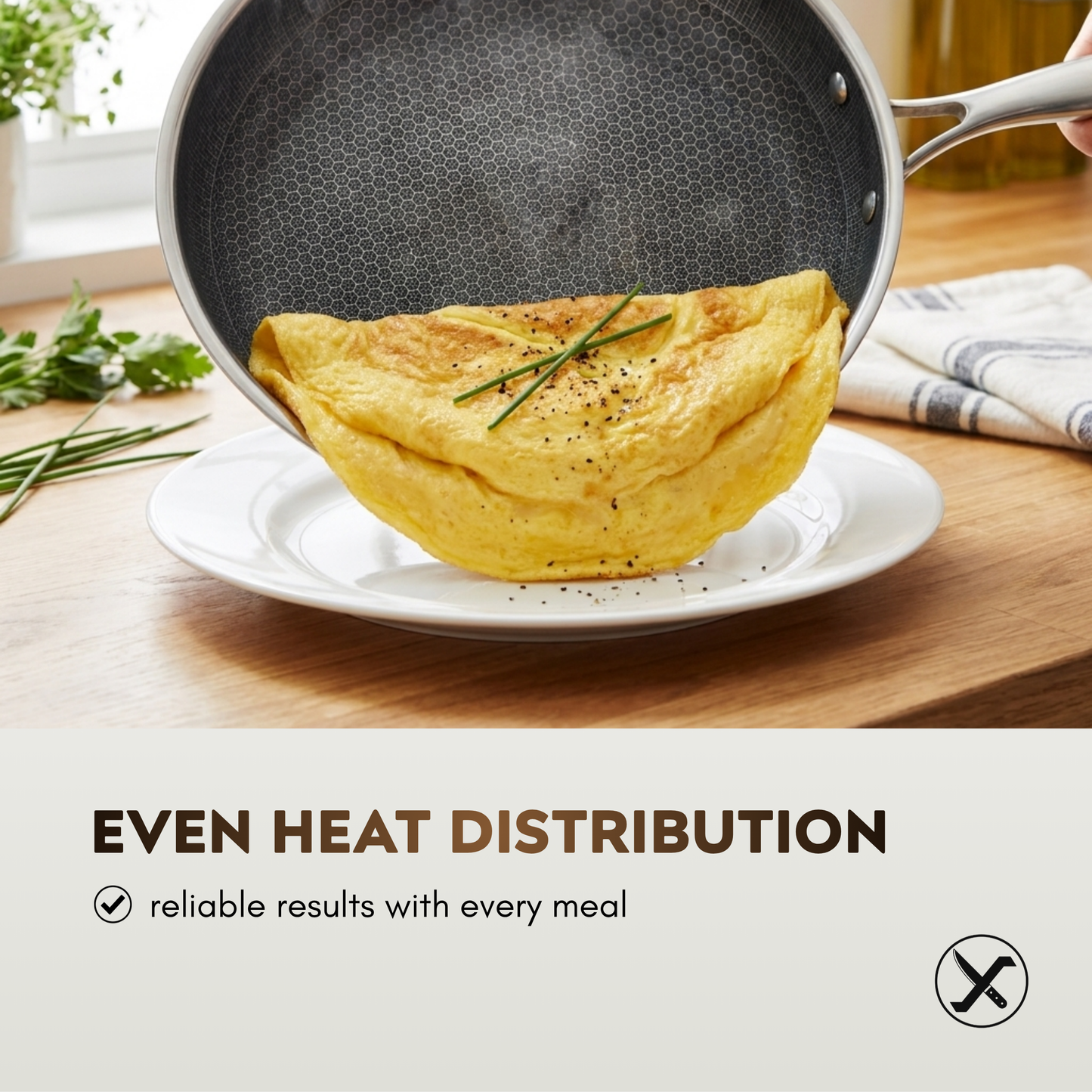 Stainless Steel Frying Pan with Honeycomb Nonstick Surface SharpenX