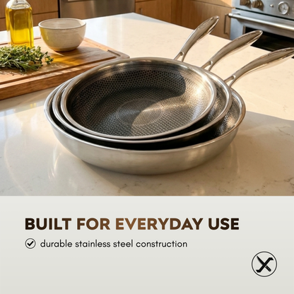 3-Piece Stainless Steel Nonstick Pans Set SharpenX