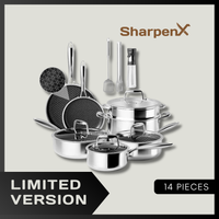 14-Piece Hybrid Stainless Steel Cookware Set – Non-Stick Tri-Ply, Induction Ready, Oven Safe