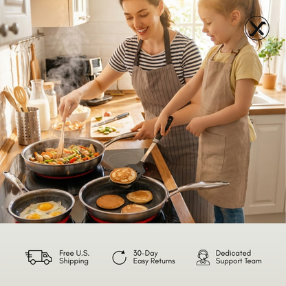 Stainless Steel Frying Pan with Honeycomb Nonstick Surface SharpenX
