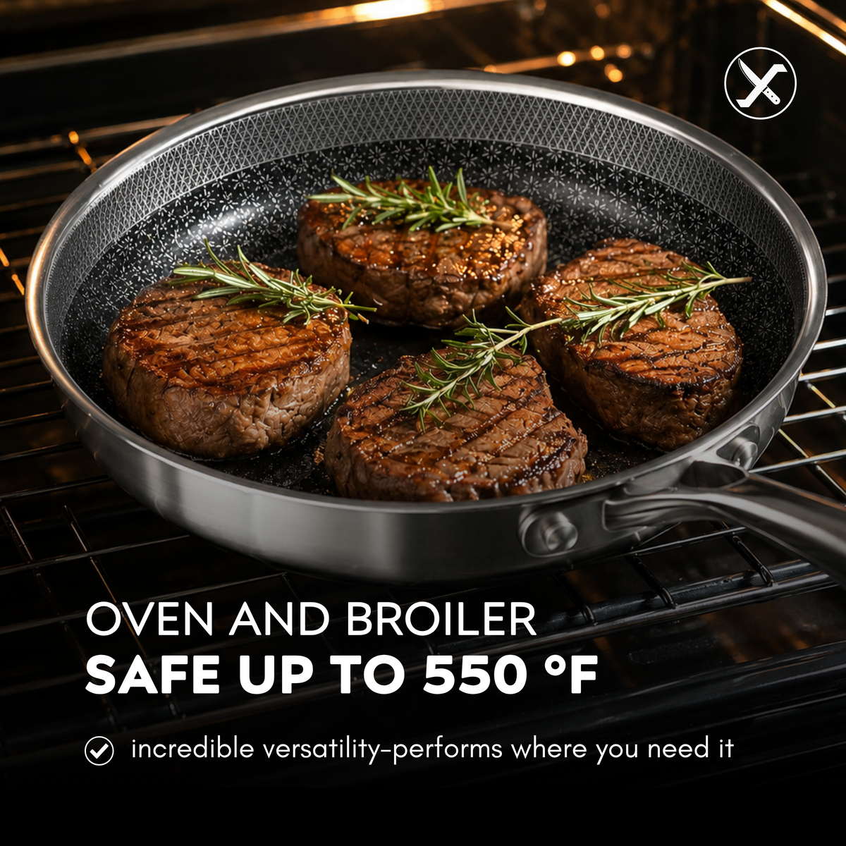 14-Piece Hybrid Stainless Steel Cookware Set – Non-Stick Tri-Ply, Induction Ready, Oven Safe