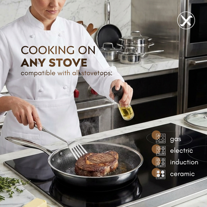 14-Piece Hybrid Stainless Steel Cookware Set – Non-Stick Tri-Ply, Induction Ready, Oven Safe