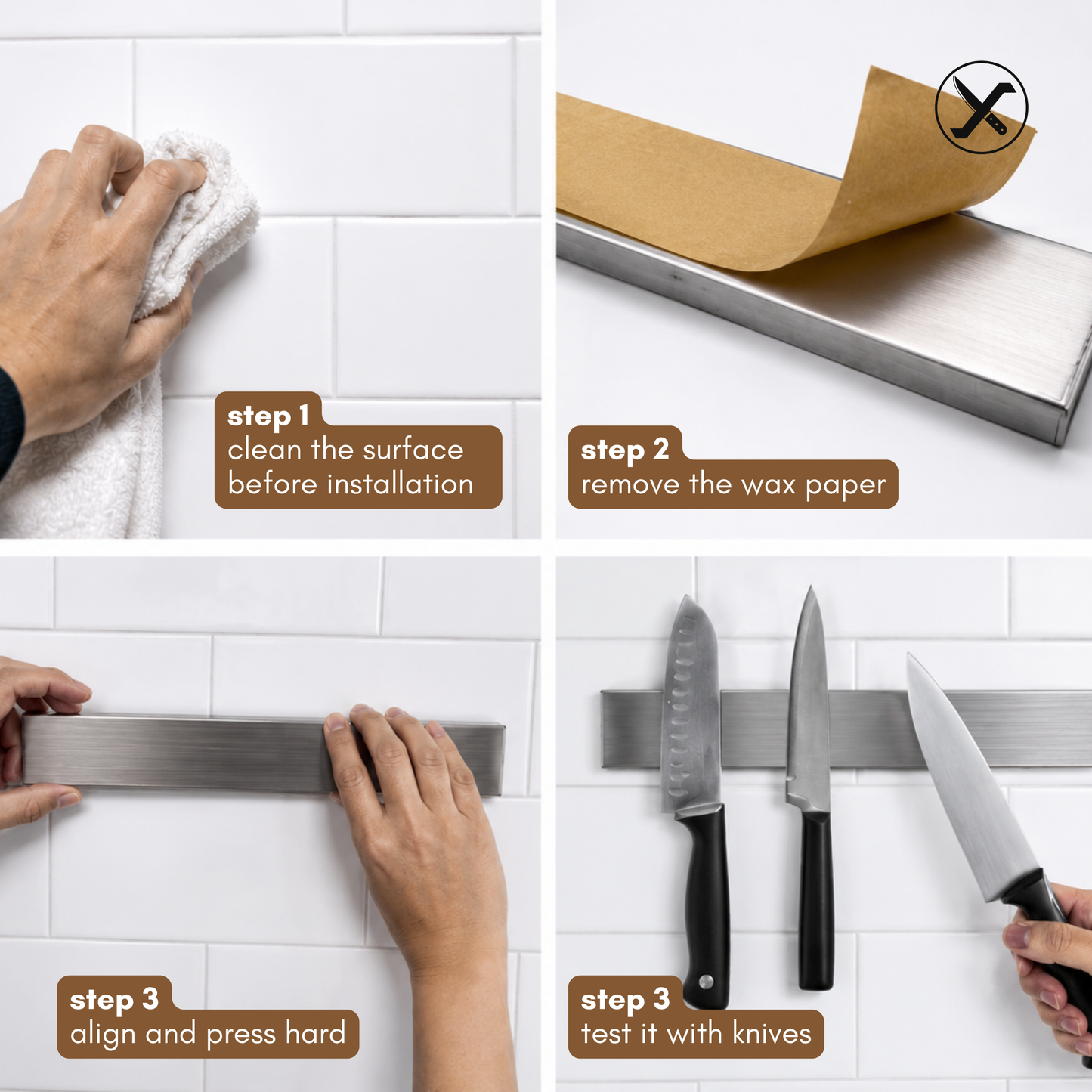 Stainless Steel Wall Mount Strip Magnetic Knife Holder SharpenX